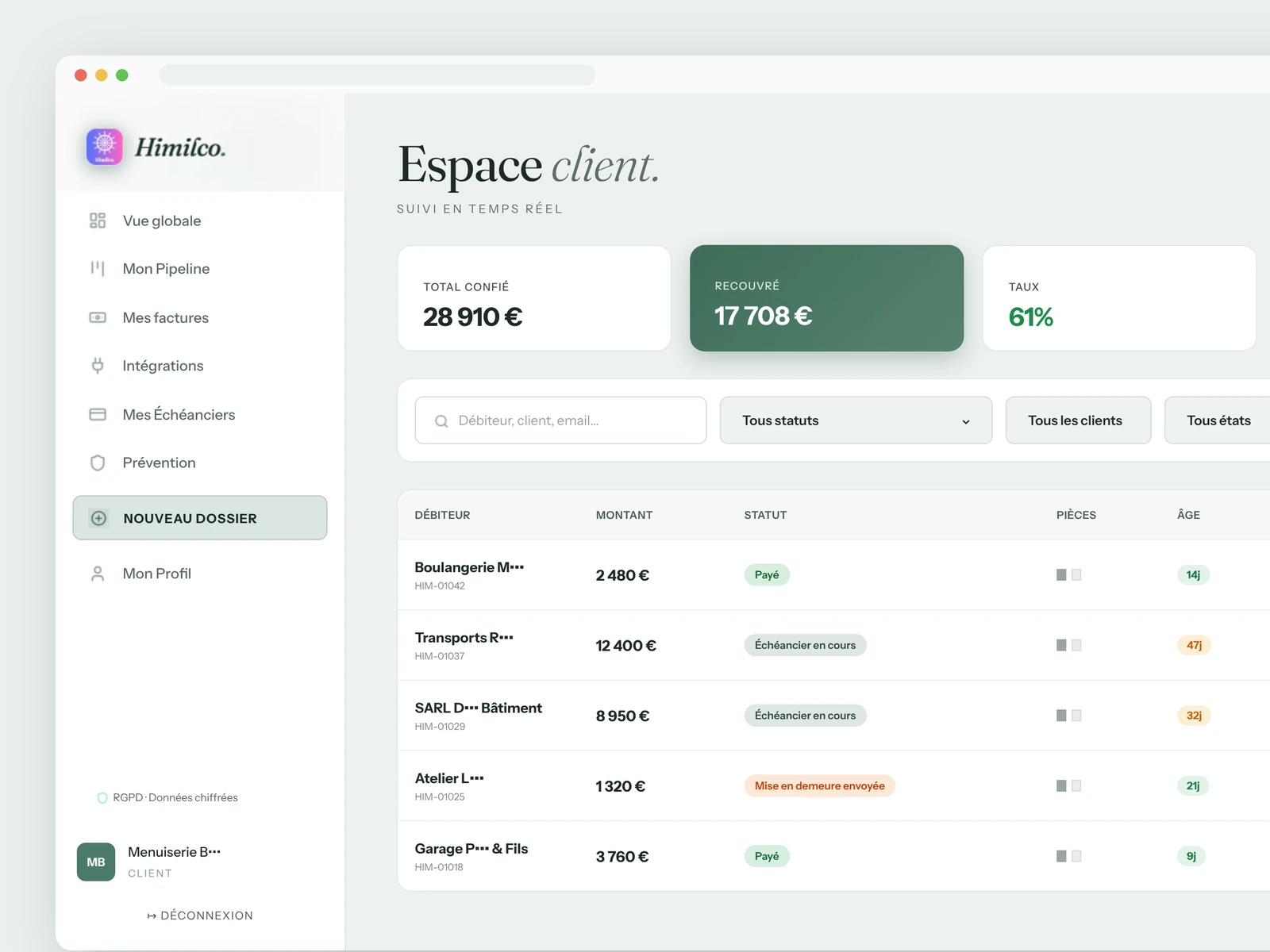 La plateforme Himilco : suivi en temps réel de vos dossiers de recouvrement